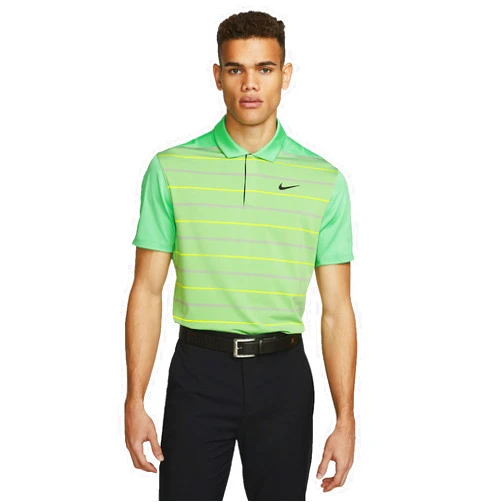 Nike Dri-FIT Tiger Woods Men's Striped Golf Polo (US, Alpha, Medium, Regular, Regular, Spring Green/Ashen Slate/Bright Cactus/Black)