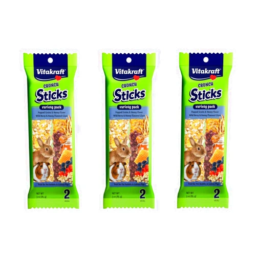 Vitakraft 6 Pack of Crunch Sticks Treats, Variety Pack, for Rabbits and Guinea Pigs