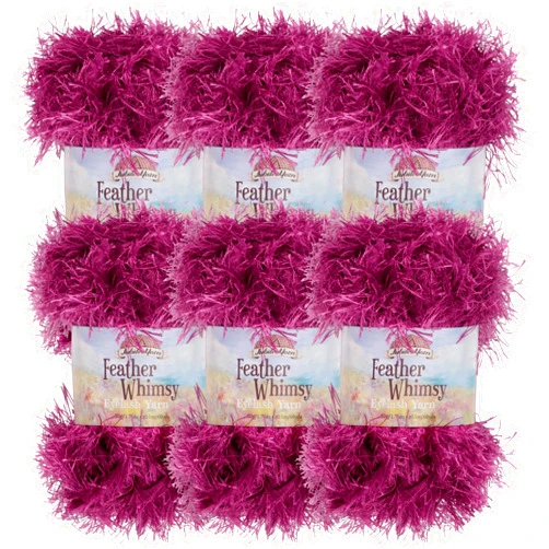 BambooMN JubileeYarn Feather Whimsy Eyelash Yarn - 50g/Skein Fine Polyester Fur - Plum - 6 Skeins