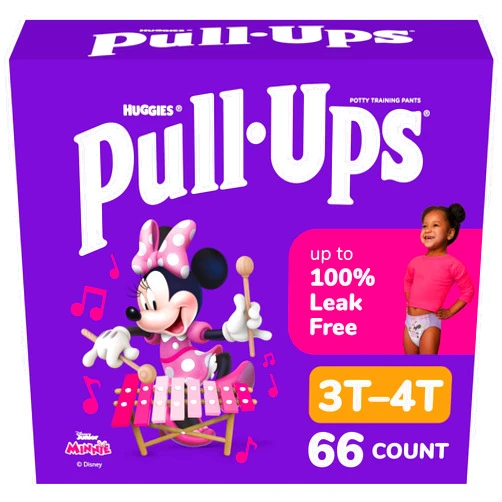Pull-Ups Girls' Potty Training Pants, Size 3T-4T Training Underwear (32-40 lbs), 66 Count