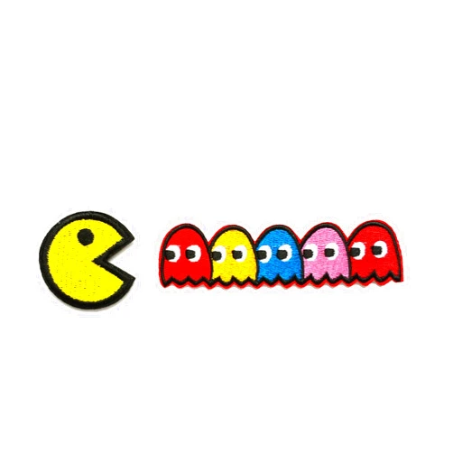 Snow Abonci Pac-man Ghosts Blinky Pinky Inky Clyde Embroidered Iron On/Sew On Patch - Assorted Color - Round - 1 Piece - Gaming