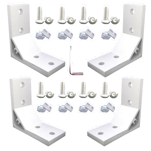QIJINTRID 4Set Silver 4040 Series T Slot L-Shape Interior Inside Corner Connector Joint Bracket with Screws and Wrench for 6mm T Slot Aluminum Profile Extrusion Accessories (4040 7878 4 Silver)