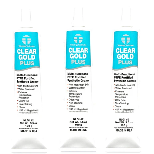 Tribology/Tech-Lube Tribology Clear Gold Plus Multi-Purpose PTFE Lubricant, NSF H1 Food Grade Grease, 3.5 oz. (CG-Plus) (3)