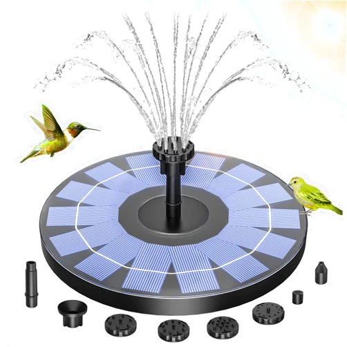AMZtime Solar Fountain Pump for Bird Bath, Upgraded 2.5W Solar Fountain Pump with 6 Nozzles Solar Powered Water Fountain Solar Fountain Pump Kit for Garden, Pond, Pool, Aquarium, Outdoor