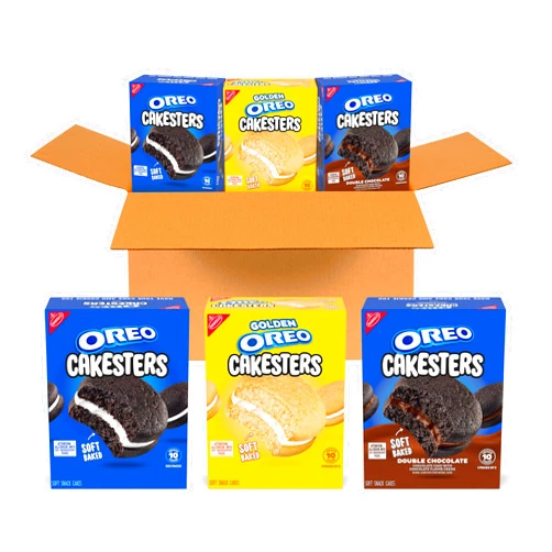 OREO Cakesters Soft Snack Cakes Variety Pack, Christmas Stocking Stuffers, 3-5 Count Packs (15 Total Snack Packs, 5 Per Flavor)