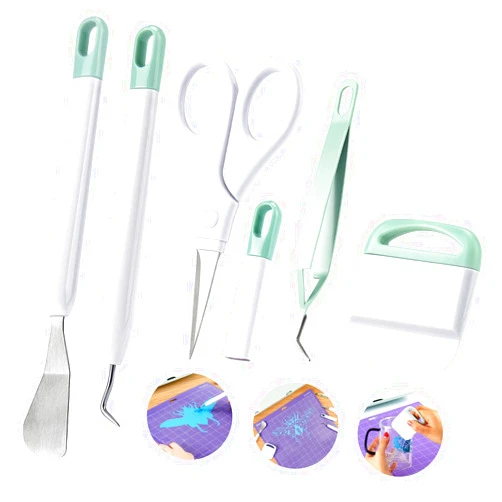 Ecraft Vinyl Weeding Tool Set: Vinyl Weeding Craft Basic kit 5 Pieces Including Tweezers & Spatula & Weeders & Scraper & Scissor for cricut/Silhouettes/Cameos/Weeding Vinyl/Splicing