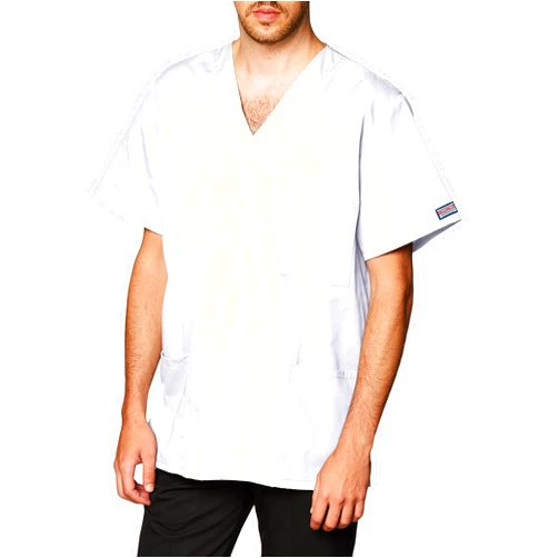 Cherokee Women and Men V-Neck Scrub Top with 3 Pockets 4876