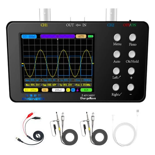 Echouswin Oscilloscope - 2 Channel Handheld Digital Oscilloscope Kit, 50MSa/s Sampling Rate, 10MHz Bandwidth, Trigger Function Auto/Nomal/Single, Portable Automotive Oscilloscope