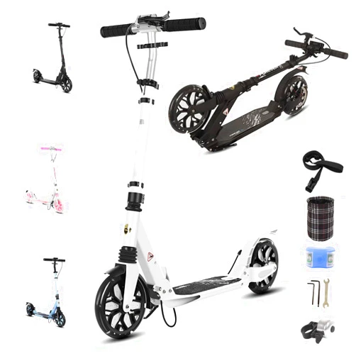 GLDDFDG Adult Kick Scooter with Brakes, Aluminum Alloy Lightweight Scooter for Teens & Adults, with Foot Support Frame, Shock AbsorptionDesign, Big Wheels Foldable Scooter for Indoor & Outdoor