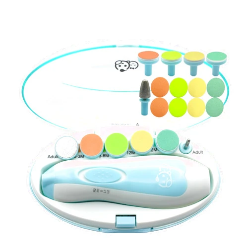 Royal Angels Baby Nail File 21 in 1, Safe Electric Baby Nail Buffer, Extra 13 Replacement Tools, Baby Nail Kit, Baby Nail Trimmer, Newborn Toddler Toes and Fingernails Clipper, Trim and Polish (Blue)