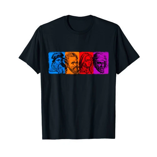 Ninja Artists Designs Ninja Artist Renaissance Michelangelo Leonardo Donatello T-Shirt