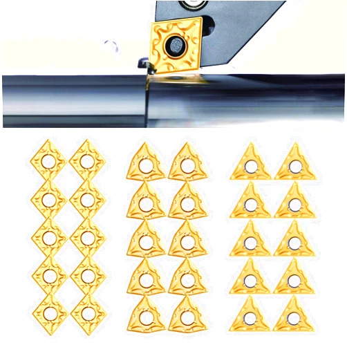 BEAMNOVA 30pcs Metal Indexable Carbide Turning Insert Blades CNMG 431 + WNMG 431 + TNMG 331 for Lathe Turning Tool Holder，Carbide Inserts for Metal Lathe.