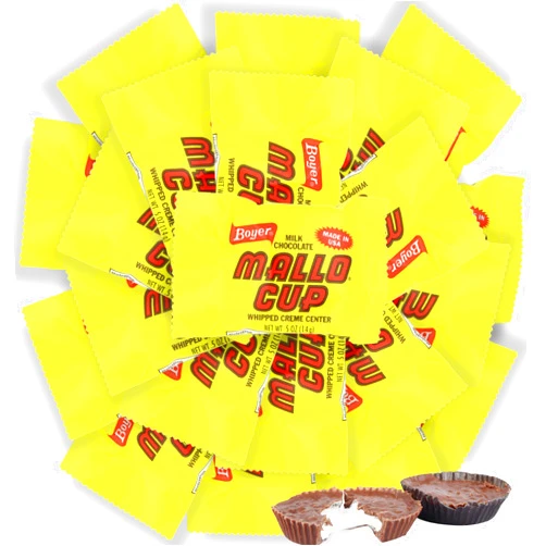 Sweetzo - Boyer Mallo Cups Individually Wrapped, Chocolate Candy With Marshmallow Filling, 0.5 Ounces (20 Pack)