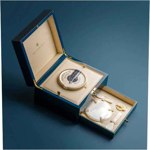 MARKY'S Beluga Black Caviar Huso Huso Deluxe Experience - 1 oz / 28 g - Luxury Malossol Purebred - Caviar Serving Set - Mother Pearl Caviar Spoons & Plate Gift Box
