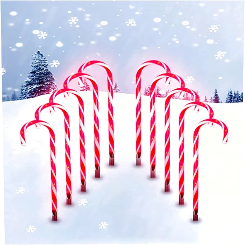 Kweida 10 Pack 21in Candy Cane Pathway Lights (with Stakes) Outdoor Markers Christmas Decorations Lights with 8 Lighting Modes, for Xmas Holiday Party Walkway Patio Garden Decor