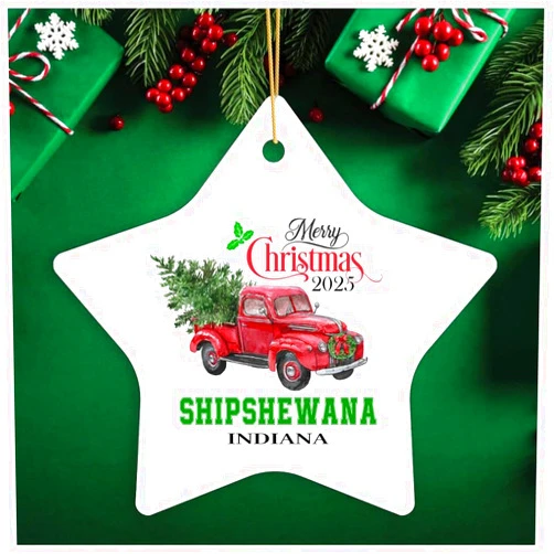 Generic 2025 Christmas Tree Ornaments Shipshewana Indiana Ornament Gift Holiday Decoration Present Shipshewana in Souvenirs Hometown New Home Keepsake 3