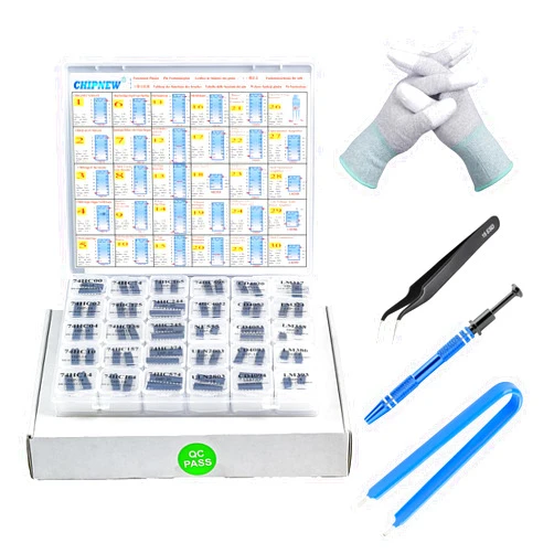 CHIPNEW IC Kit Integrated Circuit Pro Edition 64-in-1 Electronic Component IC : Logic Gates Chip 74HCxx+CD40xx, 555Timers, LM358 op amp, ULN2003 Transistors,Amplifier IC LM386! ESD Package&MultiKit