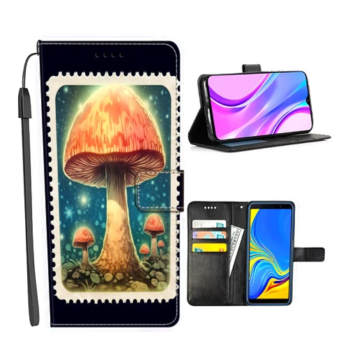 DAFEI Wallet Case for Samsung Galaxy S24 S23 S23+ S22 S22+ S21 S21+ S20 S20+ S10 S10+ S9 S9+ S8 S7 Edge S6 Plus Ultra FE S10e 4G/5G with Mushroom-BO674 Design PU Leather Flip Folio Kickstand