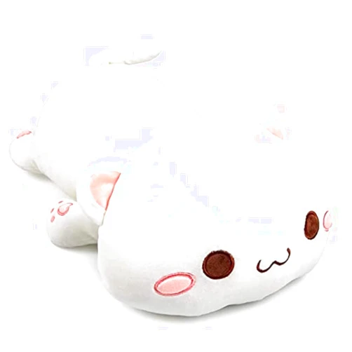 NatureMan Cute Kitten Plush Toy Stuffed Animal Pet Kitty Soft Anime Cat Plush Pillow，Plush cat Doll Pillow Toys Children's (White)