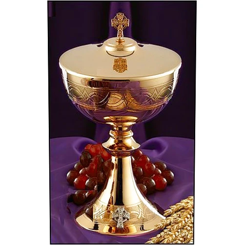Faithful Gifts Etched Celtic Cross Ciborium with Cover
