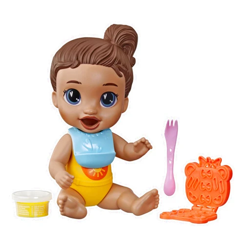 Baby Alive Dinnertime Creations, Brown Hair Doll with Play Food Accessories, 11 inches, Toys for 3+ Year Old Girls and Boys
