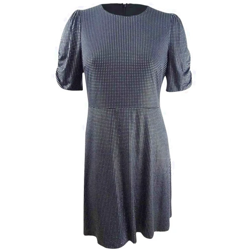 Michael Michael Kors Women's Metallic Dot Short Sleeve Mini Dress Black/Silver 2X