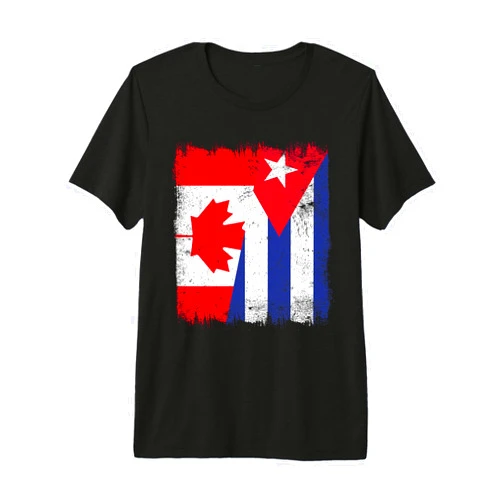 Cuba Flag Designs Proud Cuban Roots Canada Cuba Half Flag Canadian Cuban Heritage Premium Tri-Blend T-Shirt