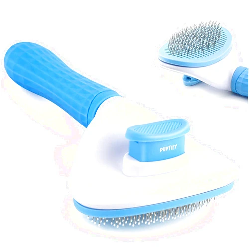 PUPTILY Cat Brush Self Cleaning Slicker Brush with Release Button, Dog Shedding Brush for Grooming, Cat Comb Pet Massage Tool Suitable for Long or Short Pet Hair Cleaner, Removes Tangles & Loose Fur