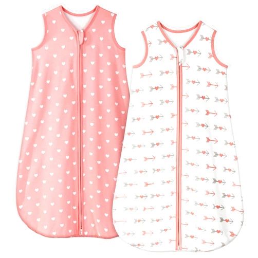 Yoofoss Baby Sleep Sack 0-6 Month TOG 1.0 Baby Wearable Blanket, 2 Pack 100% Cotton Infant Toddler Sleeping Sack 2-Way Zipper Lightweight Sleepsack