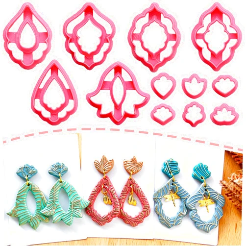 Dacmern 12 Pcs Organic Boho Polymer Clay Cutters, Basic Frame Clay Earring Cutters for Polymer Clay Jewelry, Arabic Clay Earring Cutters Set, Boho Ethnic Clay Cutters Kit