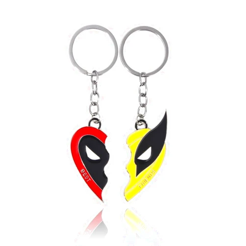 IKANOO Best Friends Deadpool and Wolverine Keychain Love Heart Friendship Keychains for Women Men Couples Friends Gifts