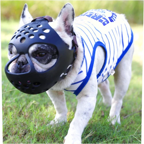 JYHY Short Snout Dog Muzzles,Soft Silicone Adjustable Breathable Bulldog Muzzle for Biting Chewing Barking Training,Ideal for Flat-Faced Dogs (Black, X-Large/17-21