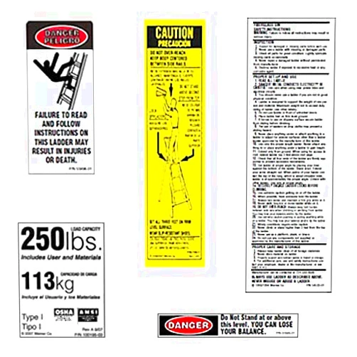 Werner 250 LB Fiberglass Step Ladder Label Kits (Pack of 6)