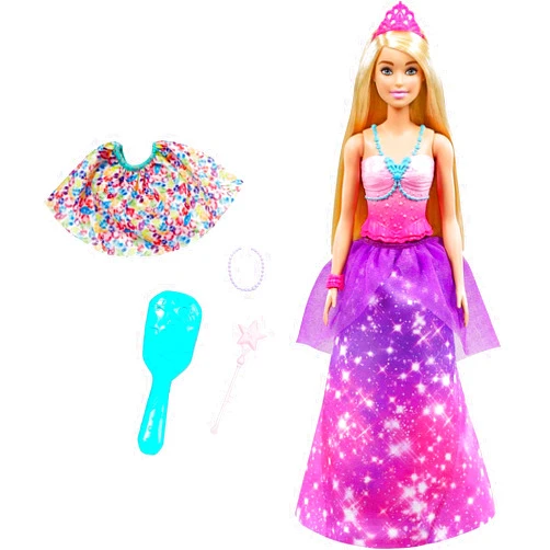 Barbie Dreamtopia 2-in-1 Royal to Mermaid Fashion Transformation Doll, Blonde with 3 Looks & Accessories