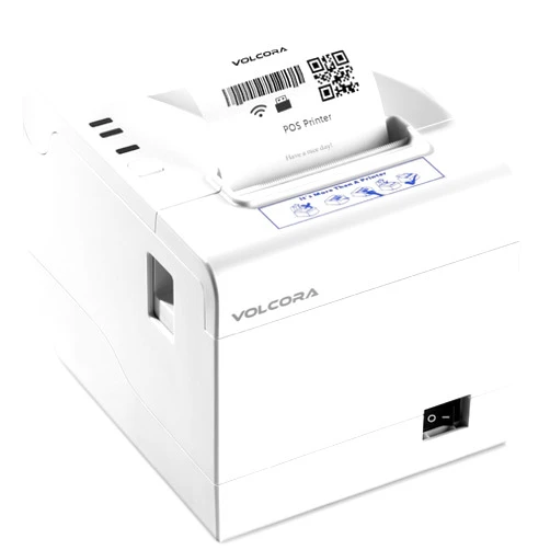 Volcora Thermal Receipt Printer, 80mm POS Printer w/Auto Cutter, USB/WiFi Interface for Windows/MAC/Linux, ESC/POS Command Support Cash Drawer, High Speed Kitchen Printer, Wall Mount (White)