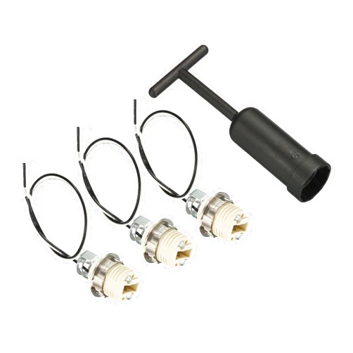 PATIKIL G9 Light Base Socket Kit, 3 Set 10 Inch Long Wire Lead Ceramic Lamp Holder Base with Socket Ring Removal Tool, White