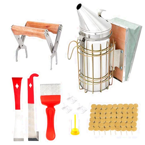 BURHAIR Beekeeping Tools Kit Set of 10 Bee Hive Smoker, 54 Pcs Smoker Pellets, J Hook, Frame Grip Beekeeping Accessory for Beekeeping Supplies Starter Kit