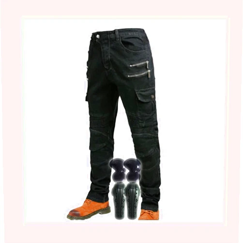 YXYECEIPENO Extended Armor Motorcycle Pants Motorcycle Riding Jeans Stretch Fabric, Straight Fit Suitable for All Season Riding, Adventure Sports (Color : Black, Size : 4X-Large)