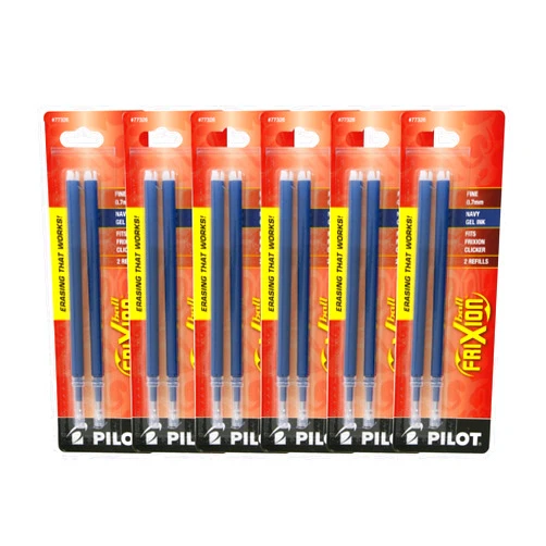 Pilot Frixion Gel Ink Pen Refills, Fine Point 0.7mm, Navy Blue Ink, Pack of 12