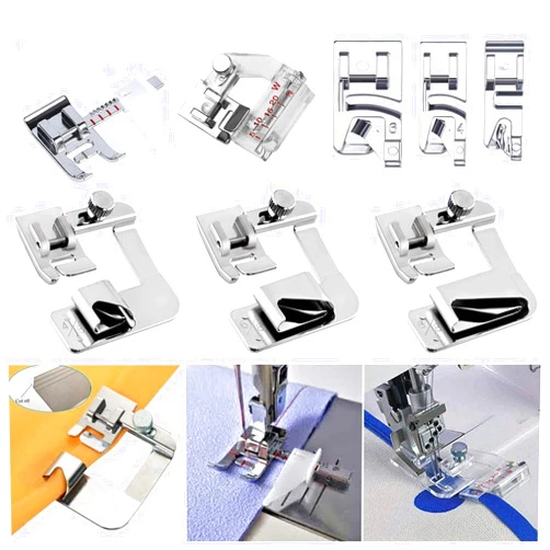Windman Sewing Hemming Set includes 3Pcs Wide Hem Foot,3Pcs Narrow Rolled Hem Presser Feet,Bias Tape Binder Foot and Adjustable Guide Presser Foot for Brother Singer Janome Low Shank Sewing Machine