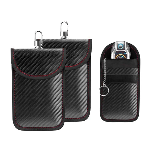 Yourkar 2PCS Car Key Faraday Pouch, RFID Signal Blocking Key Pouch, Carbon Fiber Key Faraday Bag Pocket, Car Accessories (Small)