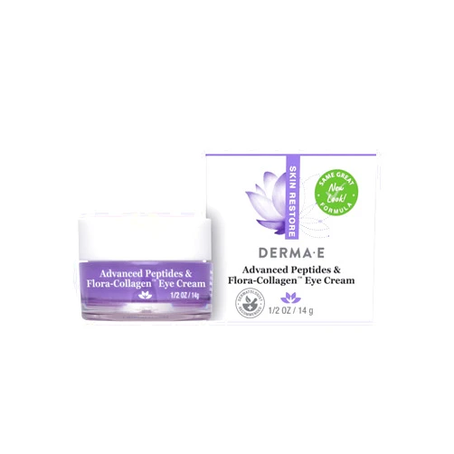 Derma E Advanced Peptides and Vegan Flora-Collagen Eye Cream – Double Action Collagen Eye Cream with Peptide Complex – Firming & Hydrating Under Eye Treatment – All Natural Moisturizer Cream, 0.5oz