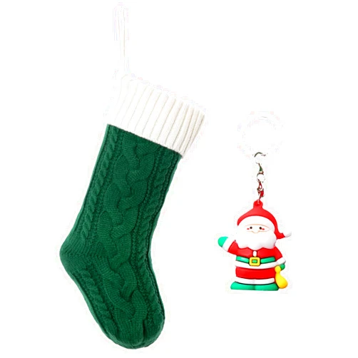 ZGCYSMHT Christmas Stockings 18 Inches Classic Cable Knitted Set Large Classic Fireplace Hanging Stockings for Kids,Family Stocking Holiday Party Xmas Decoration（Green White,1Pack）