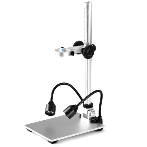 Koolertron 12inch Extended Aluminum Microscope Stand with 2 Fill Lights, Portable Adjustable Manual Focus LCD Digital Microscope Holder,Aluminum Microscope Lifting Stand for Most Microscopes