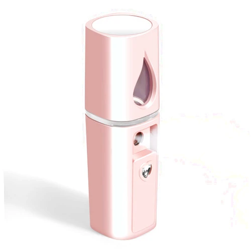 GIVERARE Nano Facial Steamer, Handy Mini Mister with Mirror, USB Rechargeable Mist Sprayer, Visual Water Tank Moisturizing&Hydrating for Face, Makeup, Skin Care, Eyelash Extensions-Pink