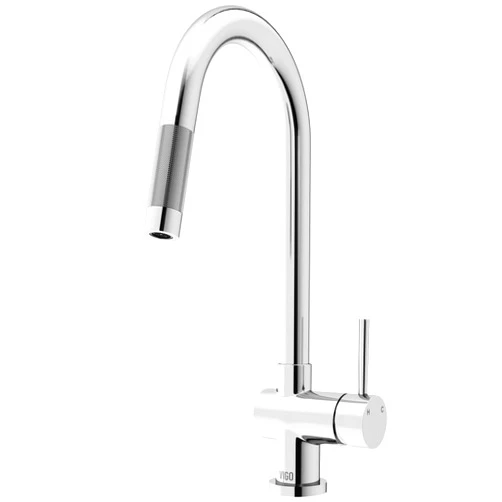 VIGO Gramercy 17'' H Single Handle Pull-Down Spout Kitchen Faucet in Stainless Steel-VG02008ST