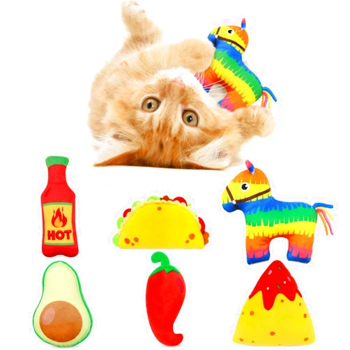 CiyvoLyeen Catnip Toys for Indoor Cats Avocato Taco Chili Nacho Cat Toys Dental Health Kitten Toys Cat Chew Toy Cat Toys for Cats Birthday Gift for Cat Lovers 6 Pack
