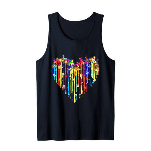 Funny Enduro Motocross Dirtbike Apparel Drippin' Heart Watercolor Dirt Bike Off-Road Motocross Rider Tank Top