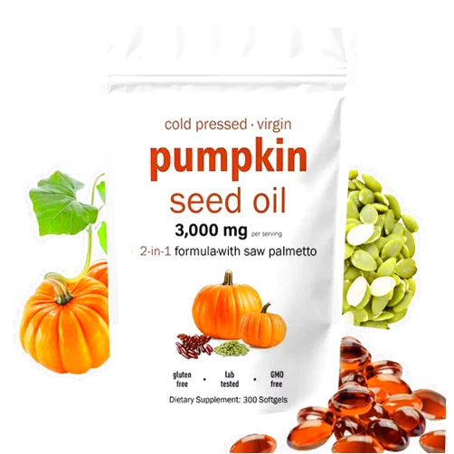 AOLBSPD Pumpkin Seed Oil Capsules with Saw Palmetto – 3000mg per Serving, 300 Softgels | Cold Pressed, Pure Virgin Oil | Supports Hair, Urinary, Bladder & Prostate Health | Non-GMO