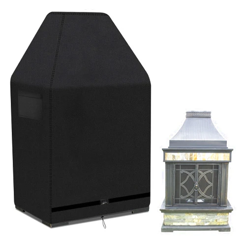 AXPQHL Outdoor Fireplace Cover,36L x 24W x 57H inches Patio Wood Burning Fireplaces Cover,Weather-Proof, UV-proof,600D Oxford cloth Fireplace Cover,Black